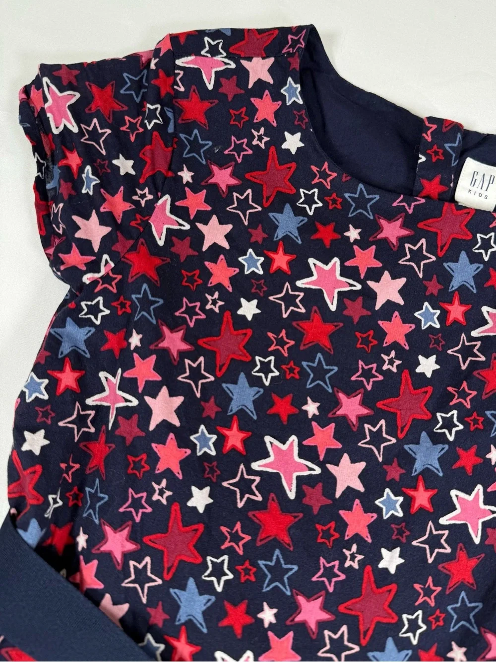 GAP Girls Star Print Fit Flare Dress S 6-7 Tulle Party Patriotic Preppy Cottage